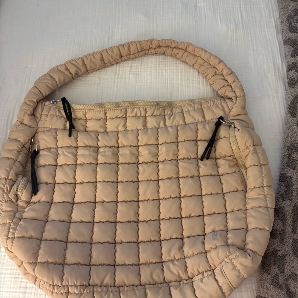 Free People Carryall Tan Quilted Shoulder Bag